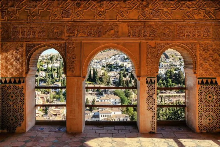 a bench in front of a building