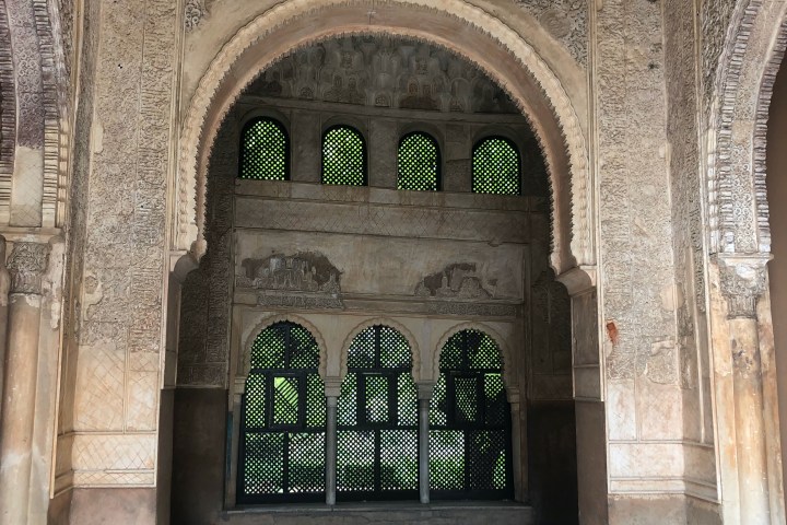 a large stone building with many windows
